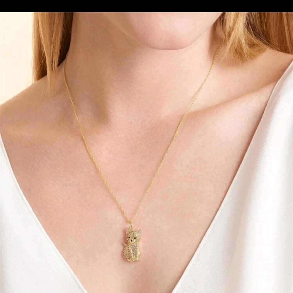Gold cat necklace with box - Picture 5 of 5